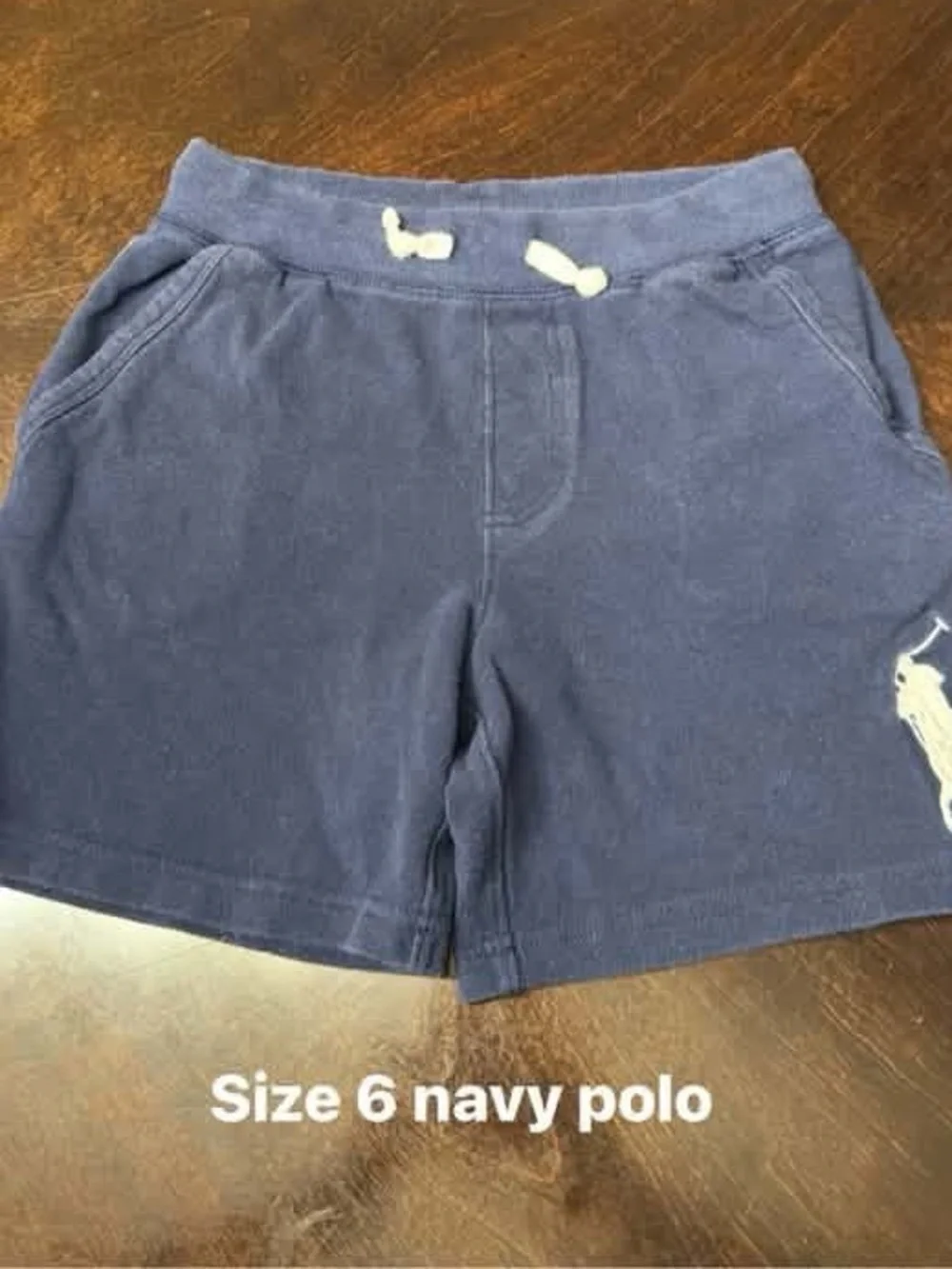 Ralph Lauren Navy Drawstring Cotton-Blend Kids Shorts